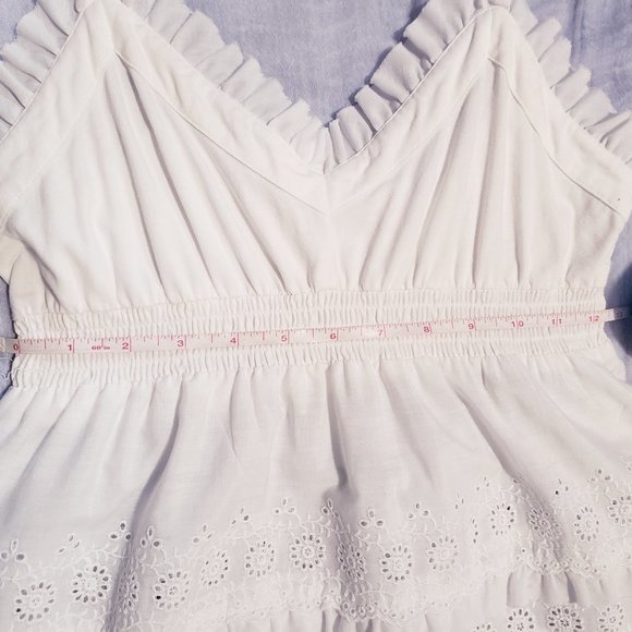 Like New! White Cotton Blend Eyelet Dress - Size Medium - Picture 7 of 9